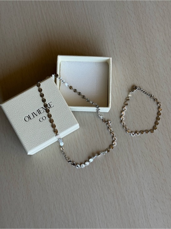 Olivienne co Jewelry - Silver Necklace and Bracelet Set